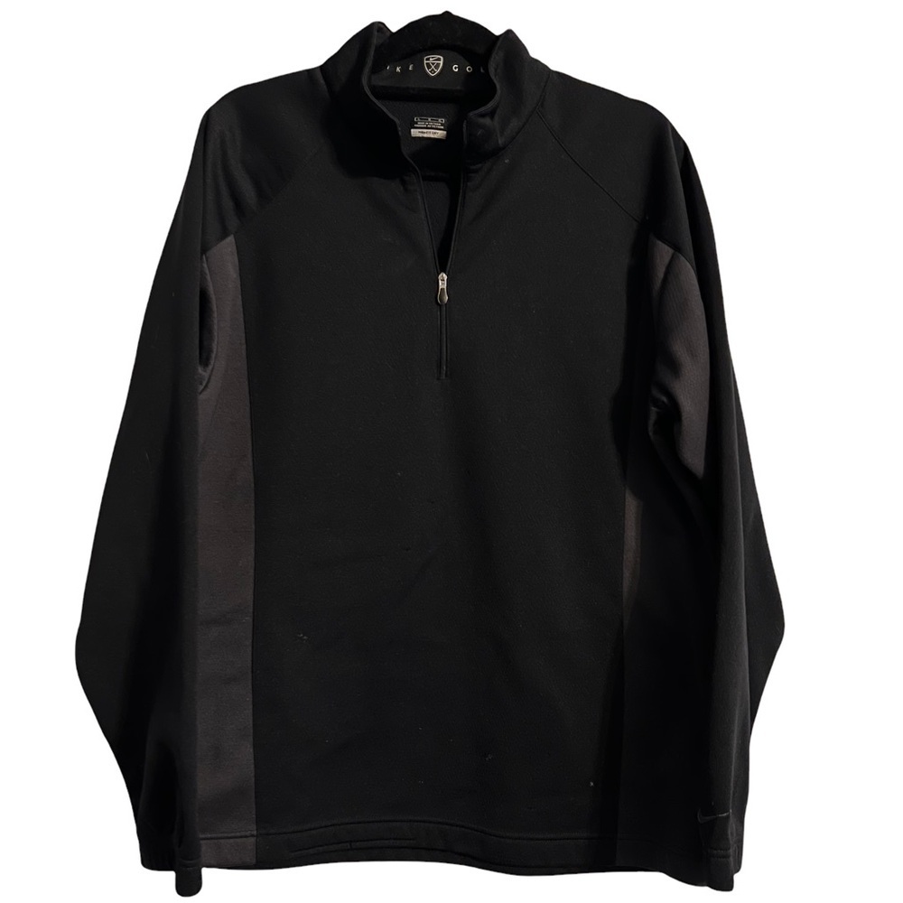 Nike Mens Large Fit Dry Black Quarter Zip Lightweight Pullover Jacket